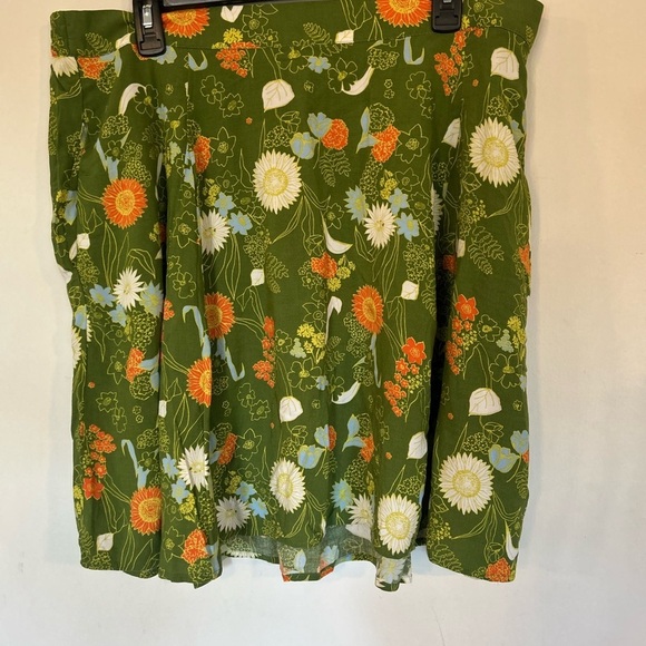 ModCloth Floral Green Skirt Elastic Stretch Waist 1X - Picture 3 of 12
